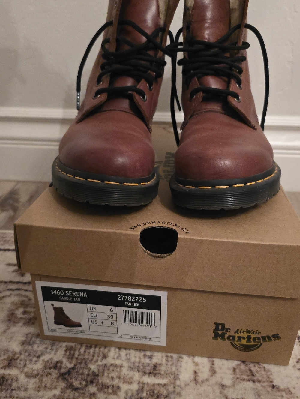 Dr. Martens Saddle Tan Leather Lace-Up Boots -1460 Serena